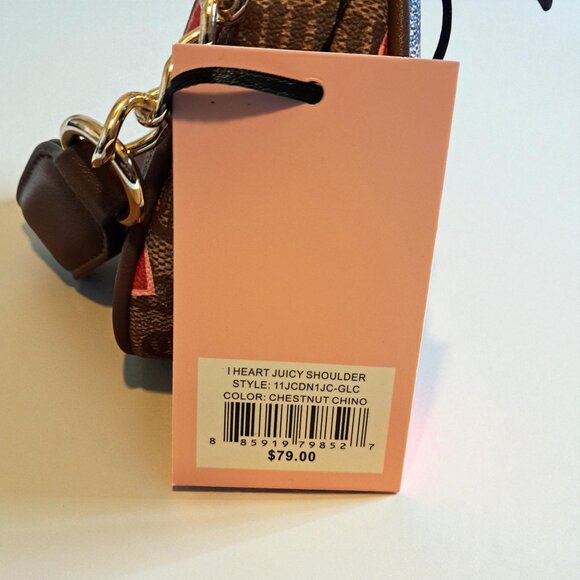 Juicy Couture I Heart Juicy Shoulder Bag Brown/Pink/Red NWT ( See Disc/Photos) - Picture 7 of 10